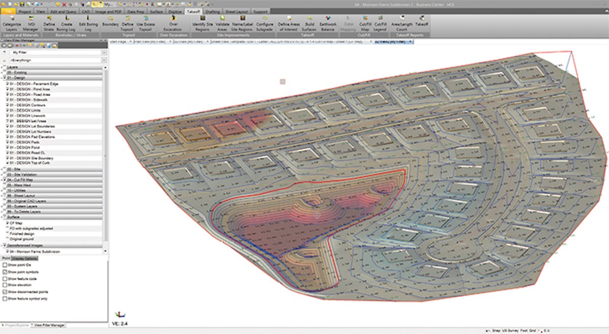 A) shows an elevation contour map created using gravity data. The map