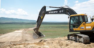 Volvo excavator working in Kazakhstan on the Belt and Road Initiative.