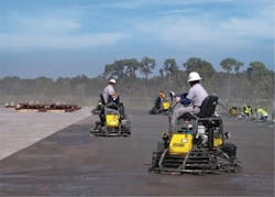 Ride-on trowels are used for large surface areas. Ride-on trowels are used for large surface areas.