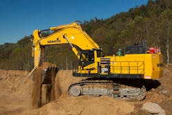 The Komatsu PC1250SP-11 has a shorter undercarriage and mass excavation boom and arm. The Komatsu PC1250SP-11 has a shorter undercarriage and mass excavation boom and arm.