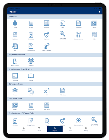 Corecon Mobile Project Home I Pad Pro