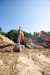 One excavator was used to break down larger rocks.