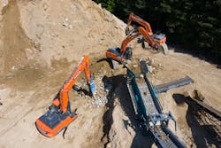 Three Doosan excavators were used for the project. Three Doosan excavators were used for the project.