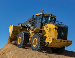 On John Deere P-tier loaders, 6 functions can be used without letting go of the joystick. On John Deere P-tier loaders, 6 functions can be used without letting go of the joystick.