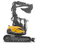 The Mecalac Rapid Crawler is a compact excavator, track loader, and material loader.